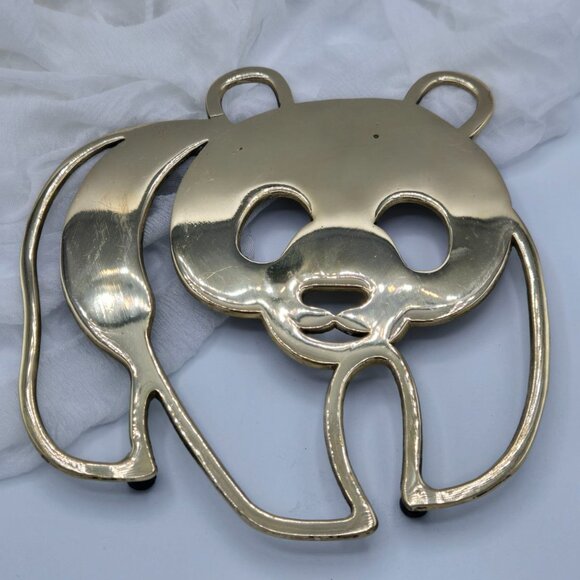 Mid Century Brass WWF Panda Logo Trivet, Vintage Panda Hanging WWF panda decor - Picture 2 of 10